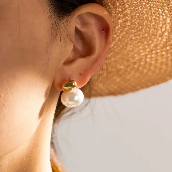 Pearl & Nugget Stud Earring