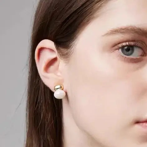 Pearl & Nugget Stud Earring