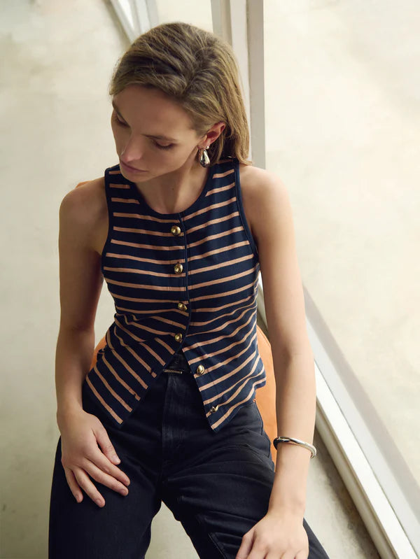 Abbie Tank - Latte Stripe