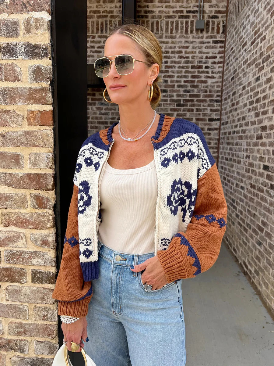 Sweet Rose Zip Sweater Jacket