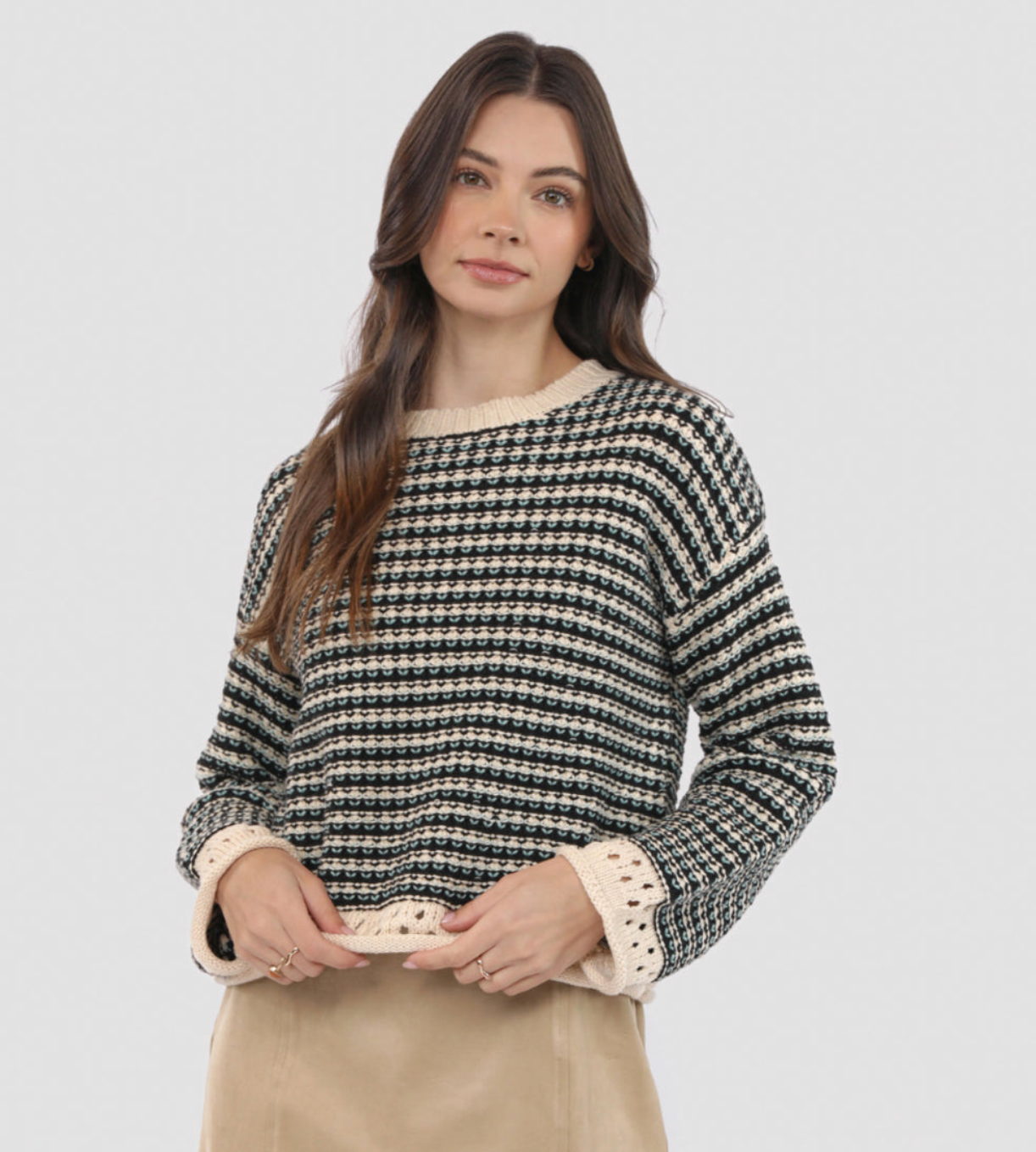 Samantha Contrast Striped Sweater