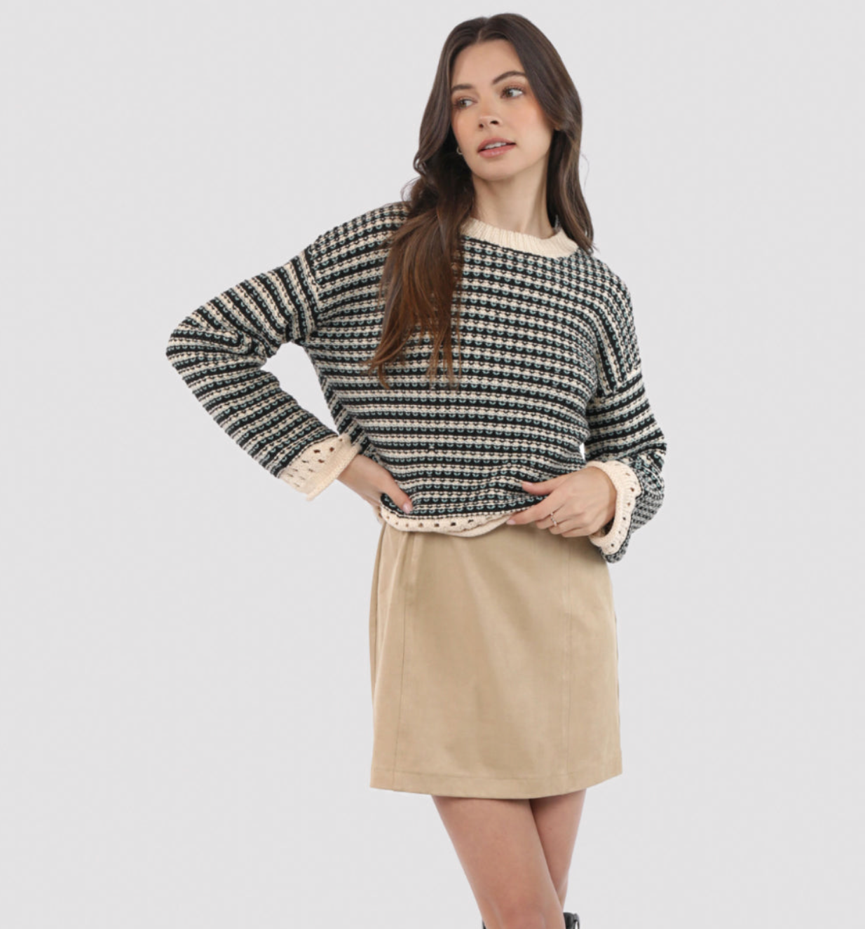 Samantha Contrast Striped Sweater