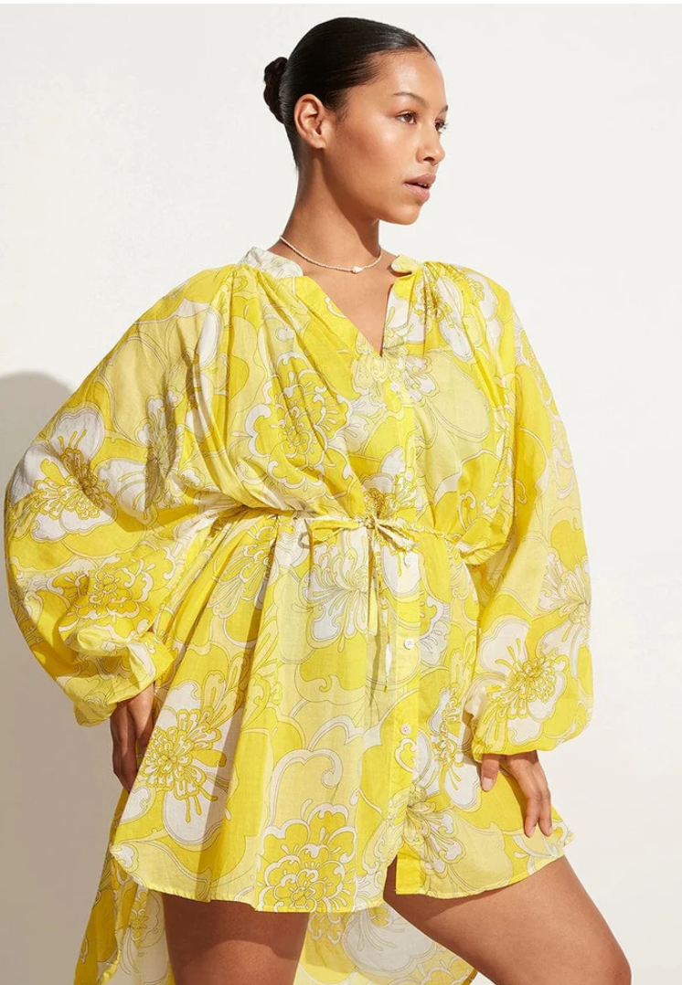 Lucita Smock Dress La Frana Floral Feather Foe