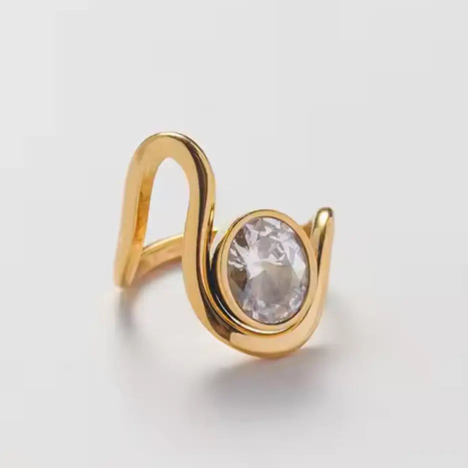 Arch Bypass Oval Solitaire Ring