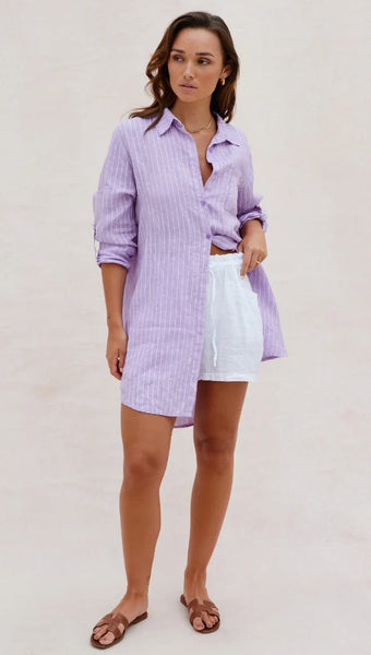 Provence Linen Shirt - Lilac