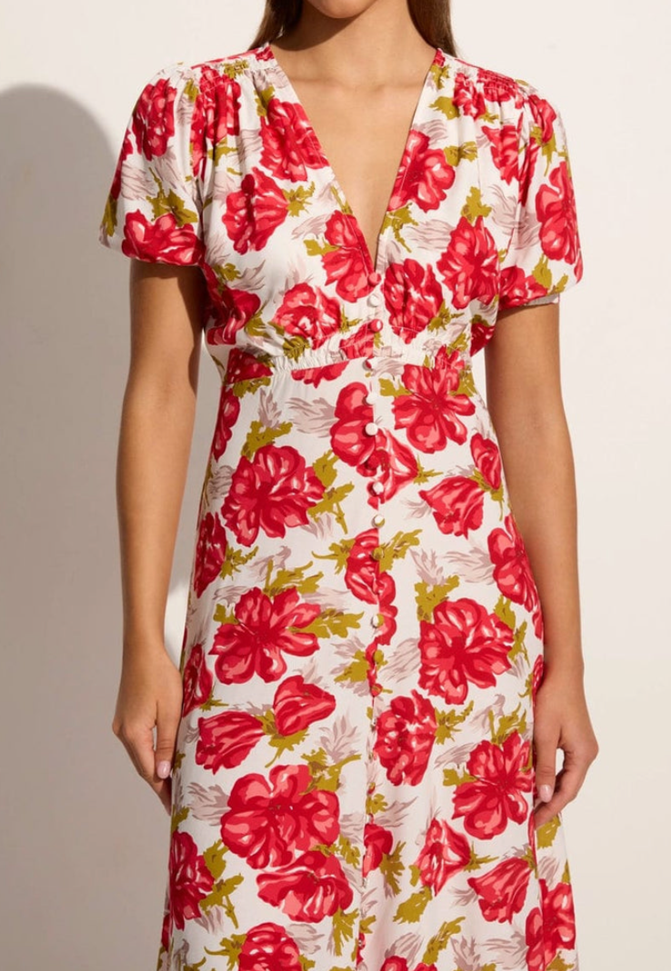 Bellavista Midi Dress - Isadora Floral - Red