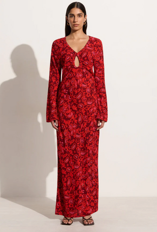 Santino Maxi Dress in Selcetta Paisley Red