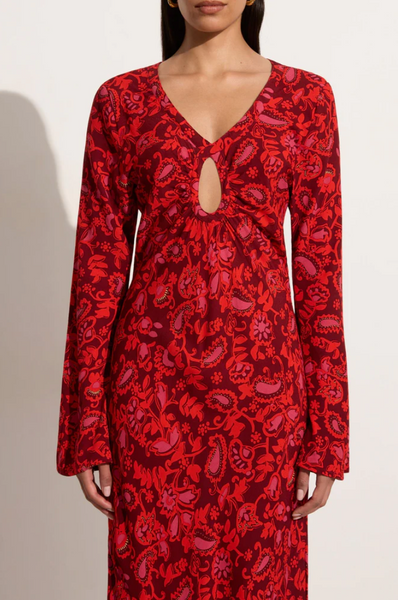 Santino Maxi Dress in Selcetta Paisley Red