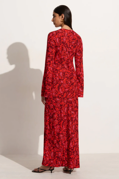 Santino Maxi Dress in Selcetta Paisley Red