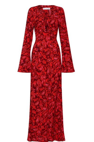 Santino Maxi Dress in Selcetta Paisley Red