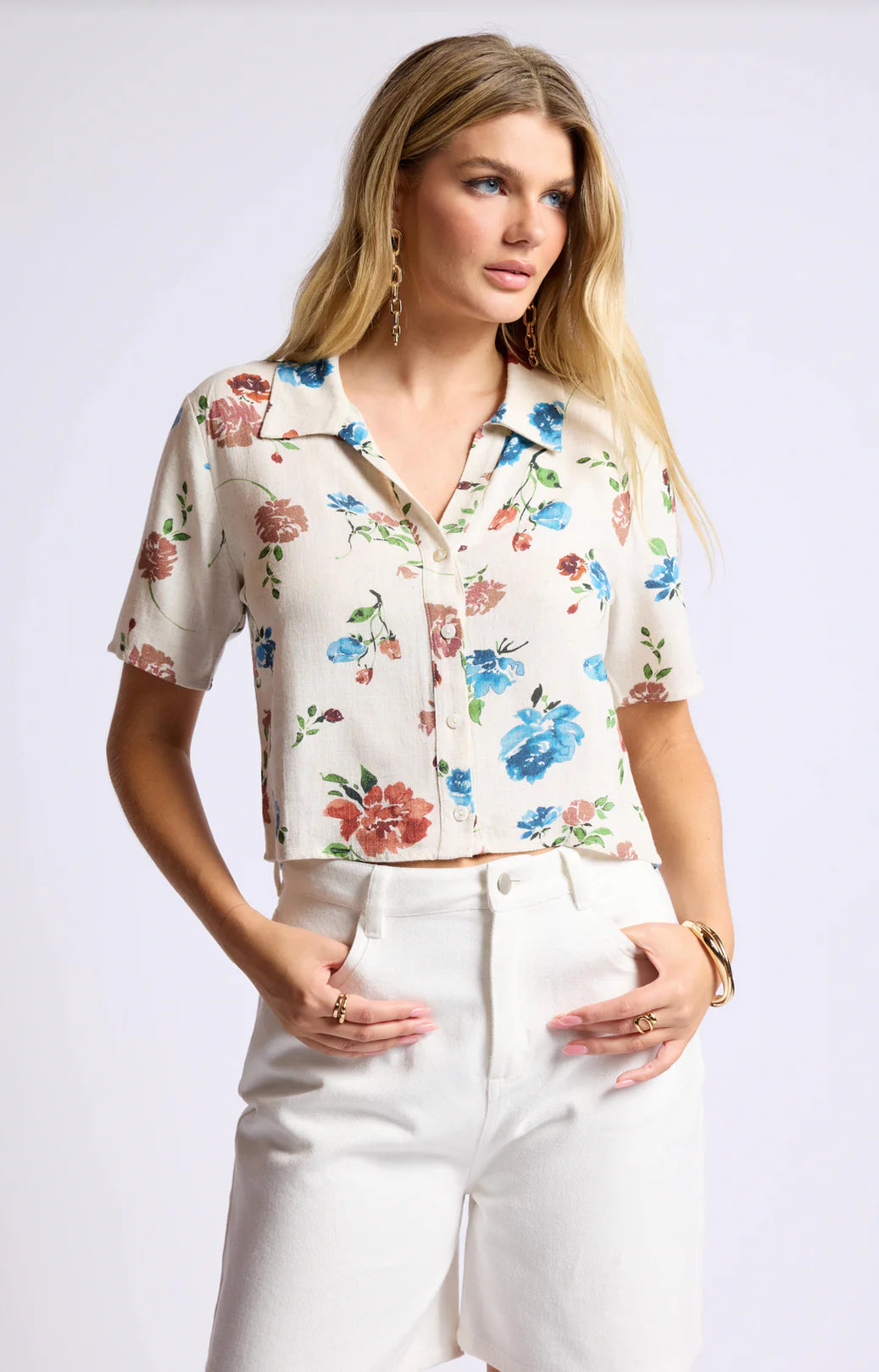 Pressed Flowers Cropped Shirt