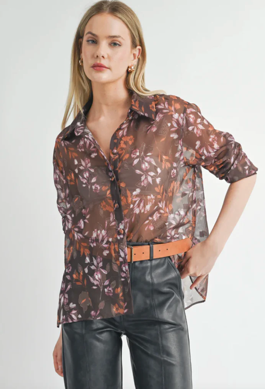 Celebrate Her - Sheer Button Down Shirt