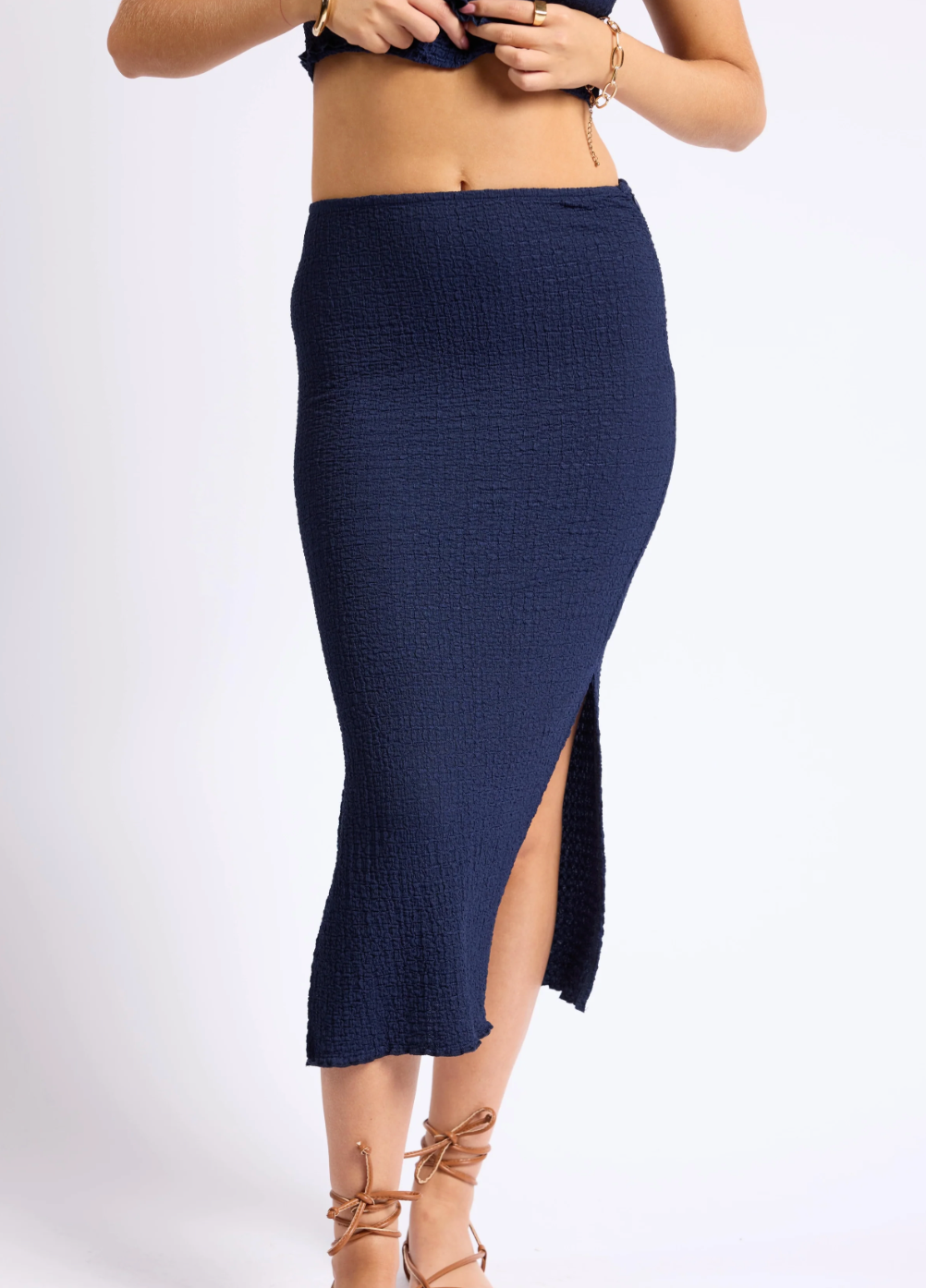 Lost Borders Popcorn Knit Midi Skirt