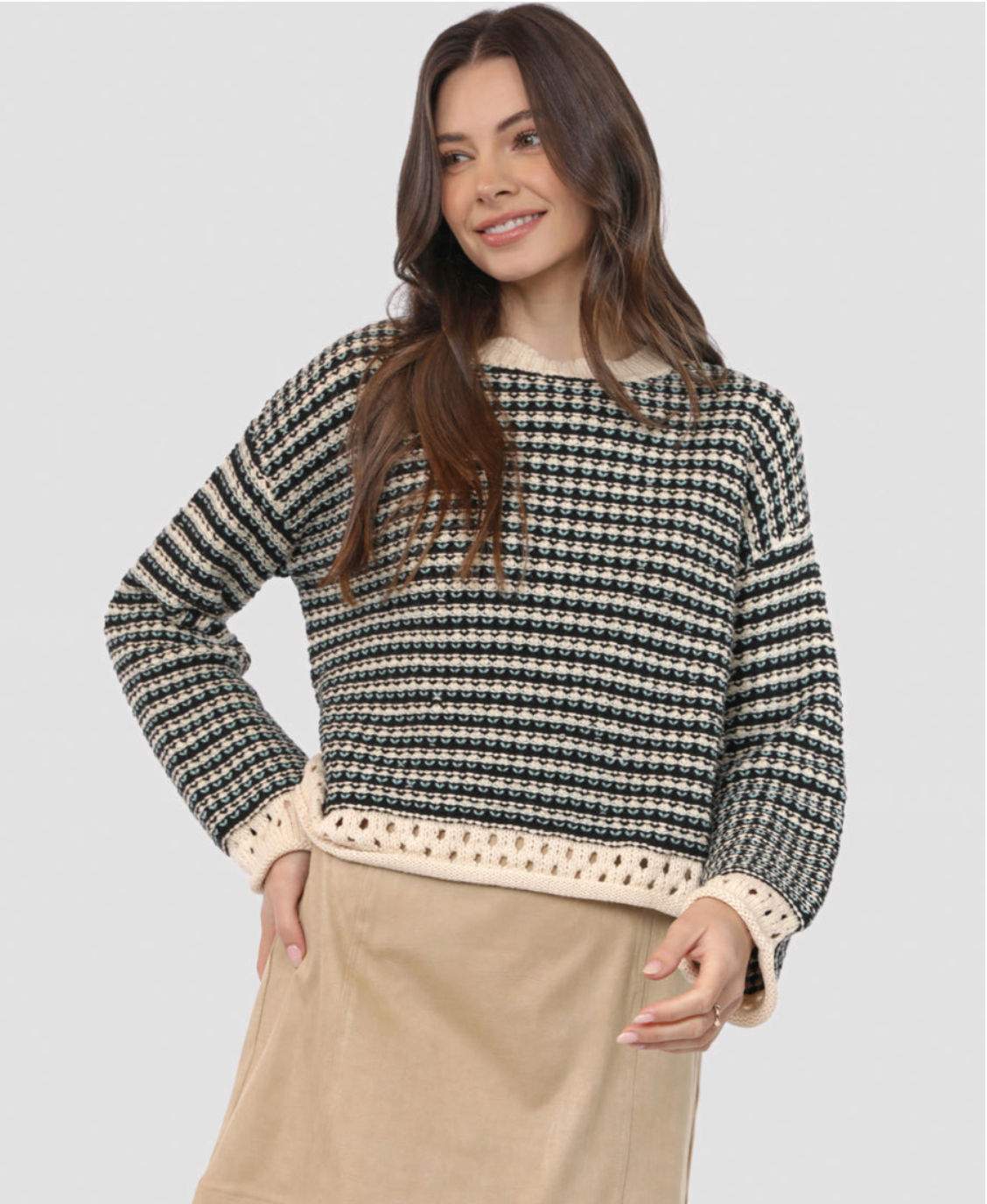 Samantha Contrast Striped Sweater