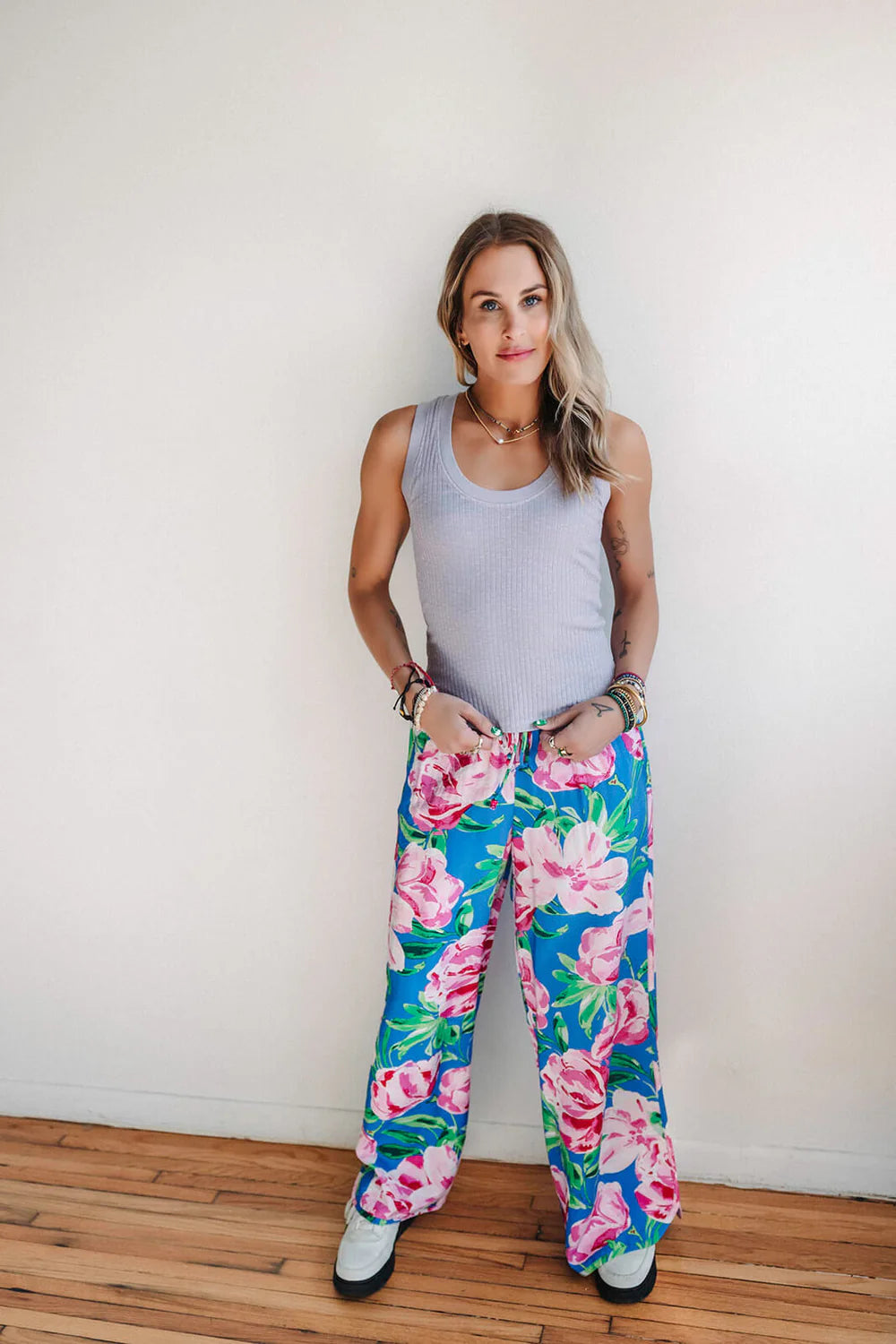 Technicolour Elastic Waist Pants