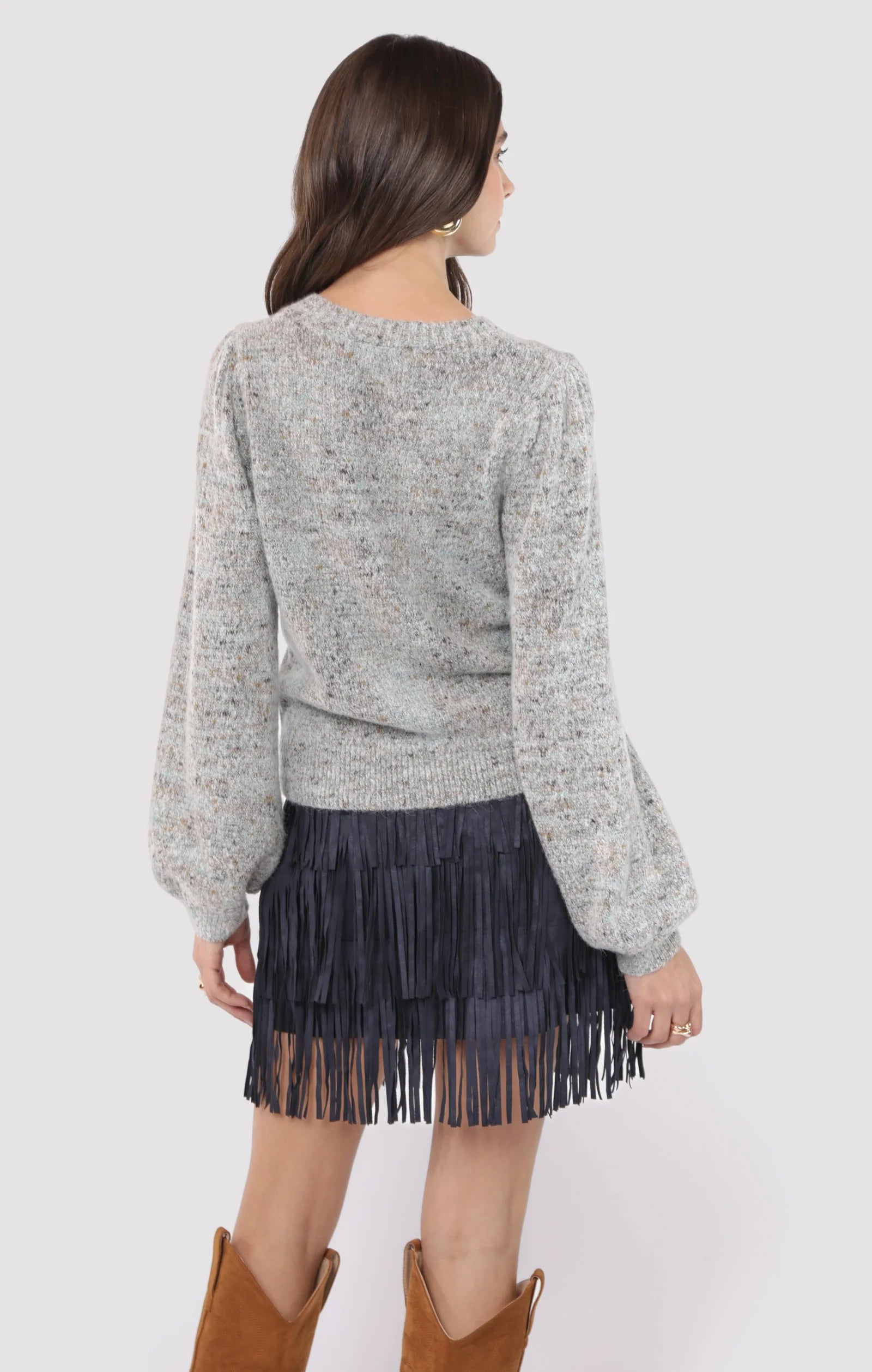 The Groove  - Faux Suede Fringe Mini Skirt