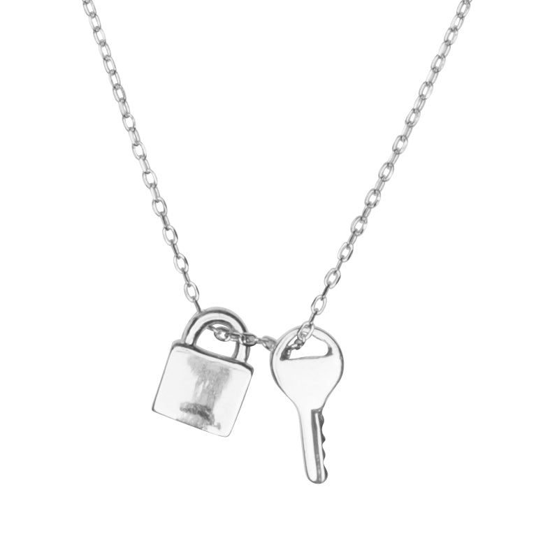 Lock & Key Necklace Silver