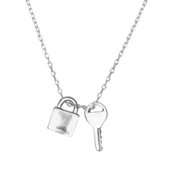 Lock & Key Necklace Silver